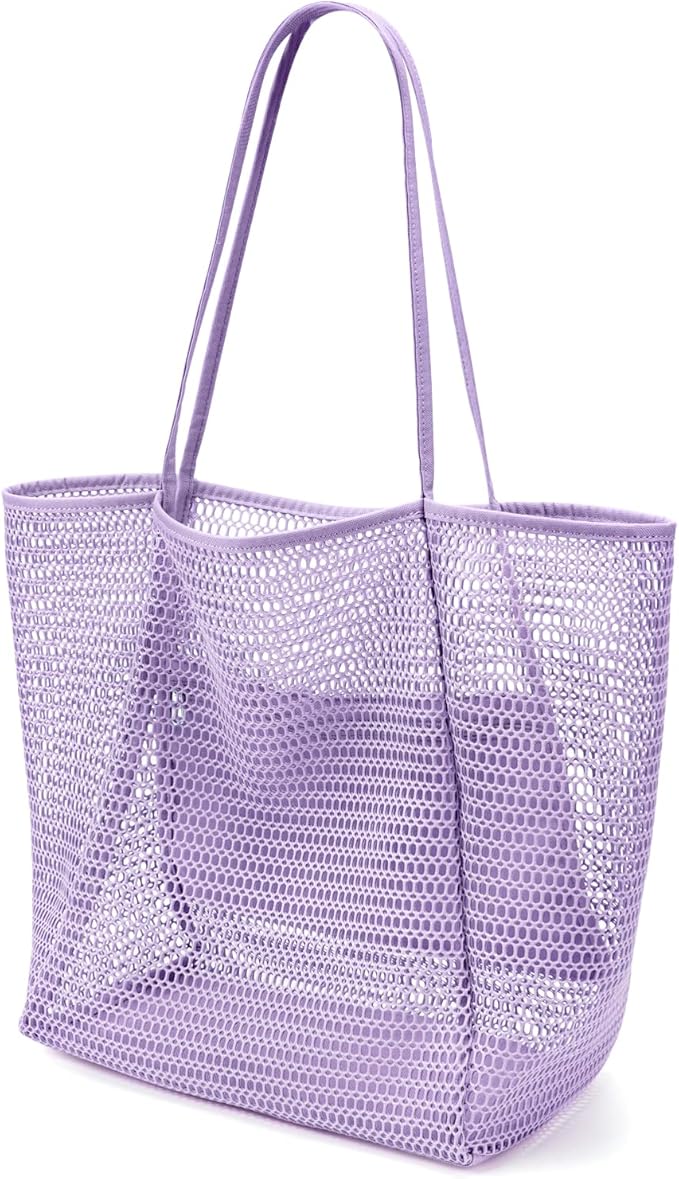 KALIDI Beach Nylon Mesh Tote Bag, Casual Tote Bag Hobo Women Foldable MAX 23L Shoulder Bag For Beach Picnic Vacation