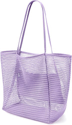 KALIDI Beach Nylon Mesh Tote Bag, Casual Tote Bag Hobo Women Foldable MAX 23L Shoulder Bag For Beach Picnic Vacation