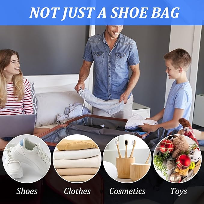 Tyqour 2 Pack Travel Shoe Bags for Storage Shoe Bag for Gym Reusable Shoe Bags Shoe Covers for Travel with Zipper Travel Essentials Women Men for Sport, Grey