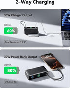 INIU 3-in-1 Portable Charger, Small 10000mah 30W Fast Charging Power Bank with Built-in USB C Cable and Foldable AC Plug, Flight Cruise Ship Travel Phone Charger for College Students Boys Girls, White