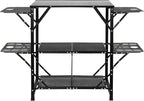 VEVOR Camping Kitchen Table, Aluminum Folding Portable Outdoor Cook Station with 4 Iron Side, 2 Shelves & Carrying Bag, Quick Installation for Picnic BBQ Beach Traveling