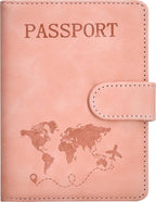 Passport Holder, Passport Cover with Credit Card Slot and Boarding Pass Slot Combo, Passport Wallet Case Book Travel Must Have, RFID Blocking Leather Travel Accessories, Pink