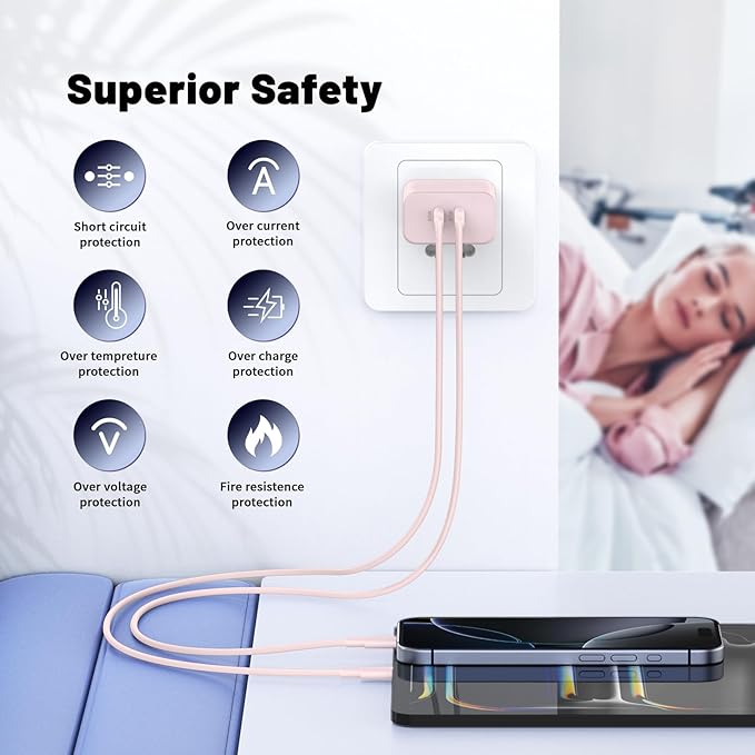 QZIIW Super Fast Samsung Charger Type C,45W Dual Port USB C Fast Charger Block [2-Pack] & Extra Long 60W 3/6/6/10FT USB C Cable - PD Quick Charging 3.0 for Samsung Galaxy S25 Ultra/S24+/S23 iPhone 16
