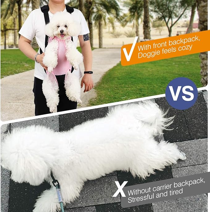 Pawaboo Adjustable Carrier Backpack for Dog Cat, Pet Front Dog Carrier Purses Cat Travel Bag, Legs Out, Easy-Fit for Traveling Hiking for Small Dogs Cats Puppies, S, Pink