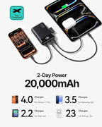 INIU Smallest 20000mAh Power Bank, 22.5W PD Fast Charging Portable Charger with Detachable Cable, Flight-Safe Battery Pack with LED Display for Travel Xiaomi iPhone 17 16 Samsung S26 Google iPad etc