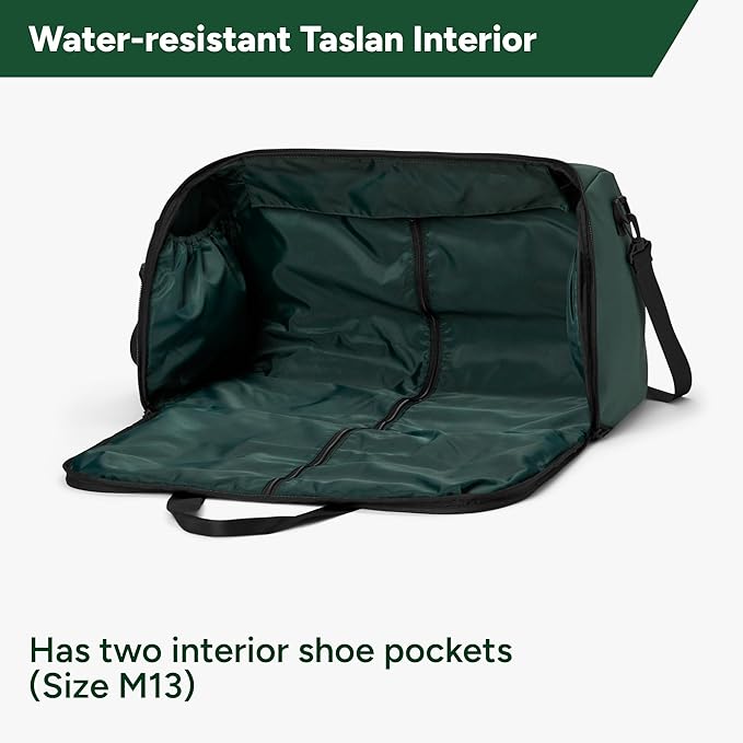 Halfday Convertible 2-in-1 Garment Duffel Weekender Bag 45L: Wrinkle-Free Travel (Hanging Suit Compartment, Shoe Pockets, Trolley Sleeve), Durable & Water-Resistant Carry-on, Hunter