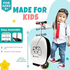 Lascoota Foldable Ride-On Suitcase - Lightweight Luggage with Easy-Glide Wheels - LED Lights for Kid Suitcase - Foldable Luggage Converts to Ride-On - Video Game, Unisex Child, 12.75 x 20.6 x 10.6 in