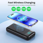 Wireless Portable Charger 40800mAh with 3 Built-in Cables,7-in-1 15W Wireless Charging Power Bank,25W PD QC 4.0 Fast Charging USB C Travel Essentials Battery Pack for iPhone 17/16/15/14,Galaxy,Android