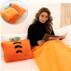 Fruit Throw Blanket and Pillow Set, Travel Blanket Compact Convenient Bed Throw Pillows with Airplane and Car Suitable for Office Nap Time (C, 67in x 59in)