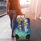 Travel Luggage Cover Suitcase Protector, Abstract Spring Flower Watercolor Thicker Elastic Stretch Anti-scratch Luggage Sleeve with Concealed Zipper for Wheeled Suitcase Fits 29-32 Inch Luggage