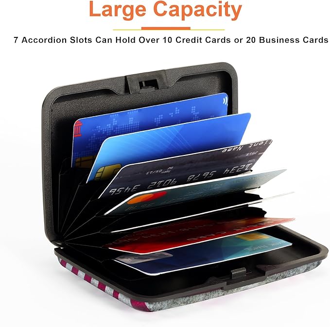 Mayski Credit Card Holder, RFID Blocking, Aluminum Alloy Hard Case, Small Mini Business Metal Wallet for Women Men, Flag