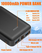 CYCYHEAT 10000mAh Battery Pack for Heated Vest Jacket Coat Pants and Heating Underwear, 5V2A Heated Clothing Replacement Battery Pack (Black, 5V2A USB Port 10000mAh)