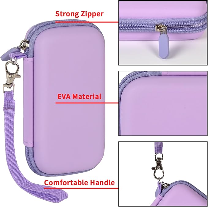 Case for Anker Magnetic Battery 10,000mAh Foldable Wireless Portable Charger, 633/622/621/321 5,000mAh Power Bank (MagGo) Holder, Storage for Baseus Power Delivery -Case Only (Purple, Medium)
