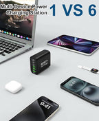 90W GaN USB C Charger Block [2 Pack],6-Port USB C Wall Charger Fast Charging 45W PD Power Adapter for MacBook Air/iPad Pro/iPhone 17Pro Max/Samsung Galaxy S24 Ultra/Tabs for Home Travel