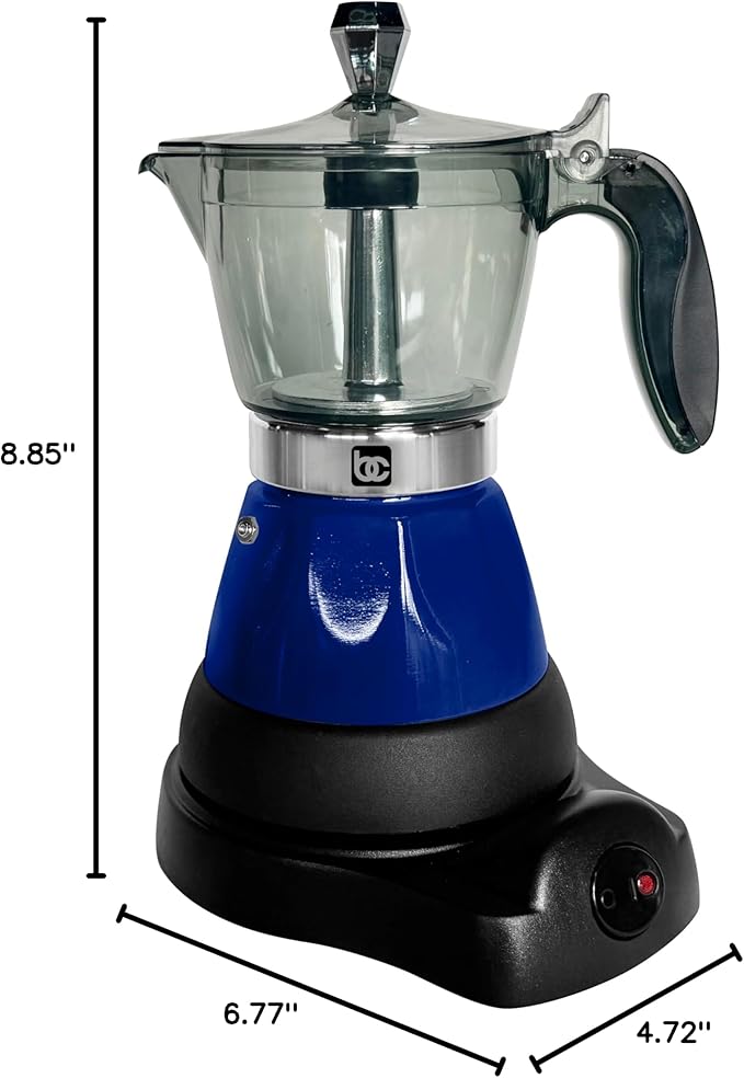 Bene Casa Blue Portable Electric Espresso Maker/Cafetera, 1-3 Cups/Shots (1, BLUE)