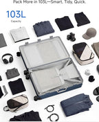 LUGGEX Checked Suitcase with Spinner Wheels, 8010S Aluminum Frame Zipperless Polycarbonate Hard Shell Suitcase (ZX-Core, Blue, 28 Inch)