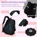 Kids Backpack, Backpack for Girls for Elementary School Multiple Pockets Ages 6-10(Black)