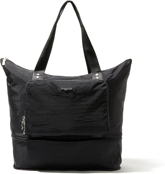 Baggallini Carryall Expandable Lightweight Travel Tote 22" Packable Folding Compact Nylon Washable Weekender w/Luggage Sleeve