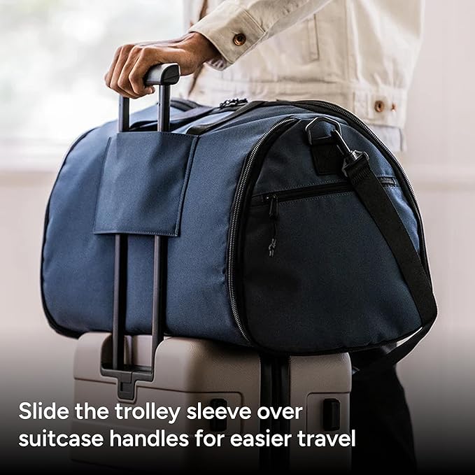 Halfday Convertible 2-in-1 Garment Duffel Weekender Bag 45L: Wrinkle-Free Travel (Hanging Suit Compartment, Shoe Pockets, Trolley Sleeve), Durable & Water-Resistant Carry-on, Terracotta