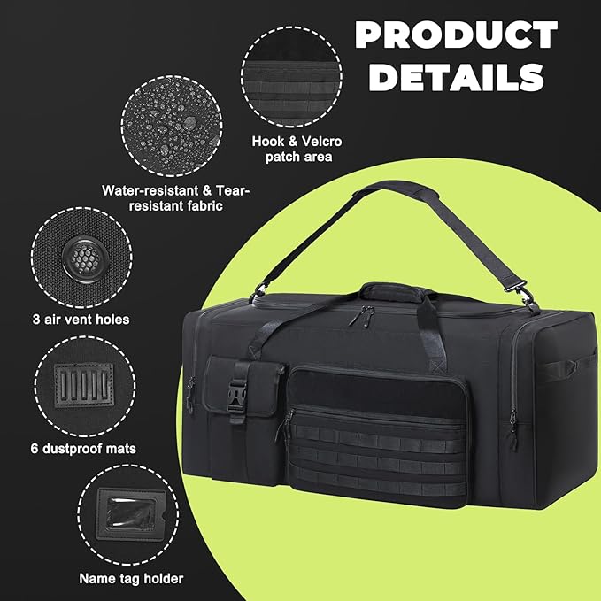 130L Extra Large 36" Heavy Duty Sports Gym and Travel Duffel Bag - Oversized Equipment Gear Bag for Basketball, Baseball, Hockey, Football, Helmets, and Pads - Durable, Giant (Black)