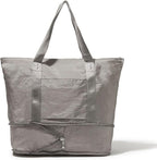 Baggallini Carryall Expandable Lightweight Travel Tote 22" Packable Folding Compact Nylon Washable Weekender w/Luggage Sleeve