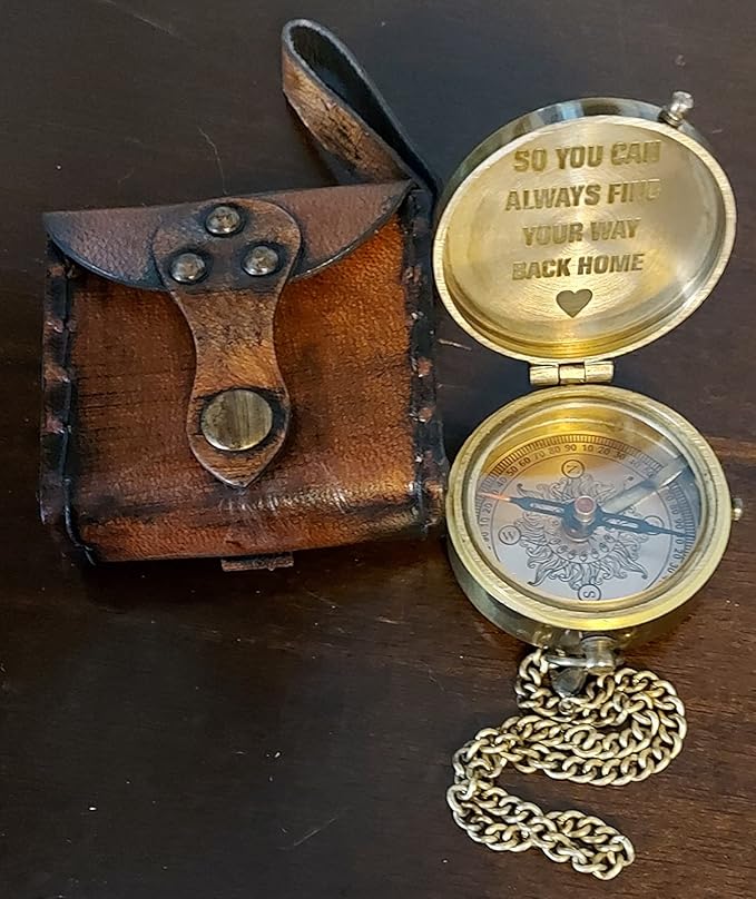 Pocket Compass for Hiking, Survival Instrument Antique “So You Can Always Find Your Way Back Home” Engraved Camping Pocket Nautical Vintage Navigation Outdoor by MAI