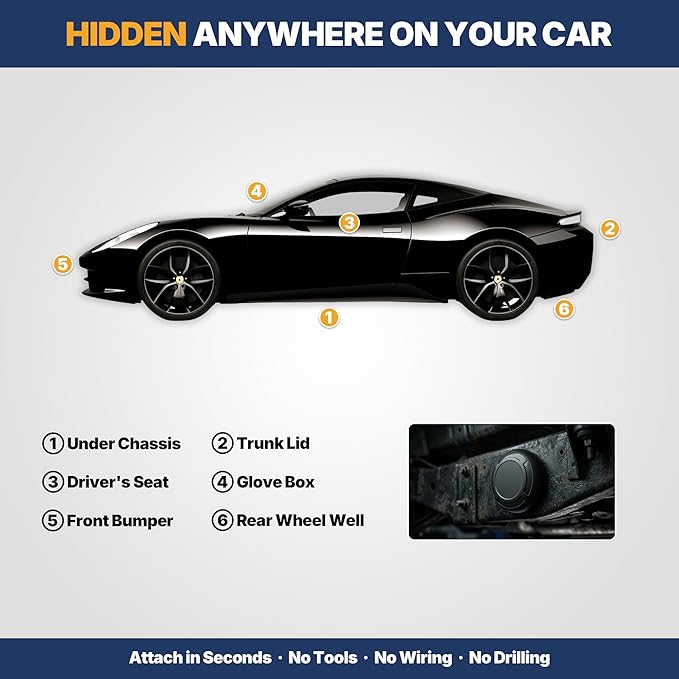 GPS Tracker for Vehicles - Magnetic Mini Car GPS Tracker, No Subscription, Works with Apple Find My, Anti-Theft Real-Time Vehicle Tracker, IP67, 365 Day Battery (iOS Only)