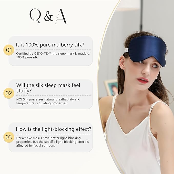 ZIMASILK 100% Natural Silk Sleep Mask Blindfold,Adjustable Super-Smooth Soft Eye Mask for Sleep with Bag(Eyelashes)