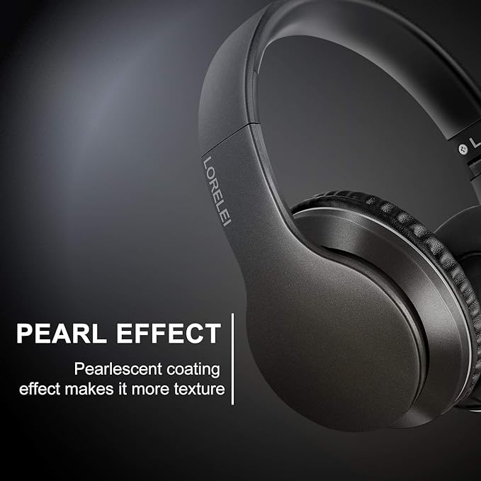 LORELEI X6 Over-Ear Wired Stereo Bass Headphones with Microphone, Lightweight, Foldable & Portable with 1.45M No-Tangle for Smartphone, Tablet, MP3/4, Space Black