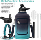 DYSANKY Insulated Water Bottle | Thickened Stainless Steel Vacuum Metal | Portable Sports Half Gallon Large Water Jug for Gym and Hiking with Straw, Carrier Bag, Handle Strap | BPA-Free 64 oz