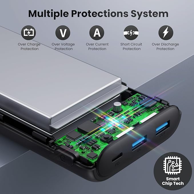 Ekrist Upgraded Portable Charger 40800mAh Power Bank - Portable Battery with 2 Built in Cables,PD 25W USB C Fast Charging Battery Pack Compatible with iPhone 17 16 15 14 13 Android Phone etc-Black