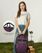 LOVEVOOK Laptop Backpack Purse for Women, 17" Laptop Bag with USB Port, Water Resistant Lightweight Daypacks for College Travel Work Business, Nurse Teacher Computer Bags, Purple Black