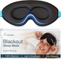 MyHalos® Sleep Mask – 3D Blackout Eye Mask for Women & Men, Side Sleepers, Zero Pressure Memory Foam Eyelash Friendly, Breathable,Award-Winning Sleep Aid for Travel (Black, 1 Count (Pack of 1)