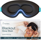 MyHalos® Sleep Mask – 3D Blackout Eye Mask for Women & Men, Side Sleepers, Zero Pressure Memory Foam Eyelash Friendly, Breathable,Award-Winning Sleep Aid for Travel (Black, 1 Count (Pack of 1)