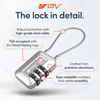 TSA Accepted Luggage Travel Lock, Set-Your-Own Combination Lock for School Gym Locker, Luggage Suitcase Baggage Locks, Filing Cabinets, Toolbox, Case (Silver, 2 Pack)
