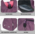 Forestfish Gym Bag For Women With Yoga Mat Holder & Shoe Compartment & Wet Dry Storage Pocket & Adjustable Strap