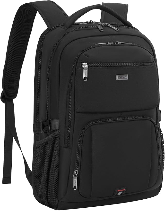DUSLANG 17 Inch Laptop Backpack for Travel Water Resistant College Backpack for Men Women Laptop Bag with USB Charging Port with Black Lock,Black
