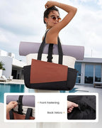 LOVEVOOK Gym Tote Bag for Women, Puffy Yoga Mat Bag with Large Cup Holder & Wet Pocket, Work Nurse Bag for Travel Workout