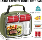 Lunch Box Kids Insulated Lunch Bag for Boys Girls Cute Reusable Lunch Tote Bag Waterproof Portable Thermal Lunch Box Kids for School Picnic Travel Green