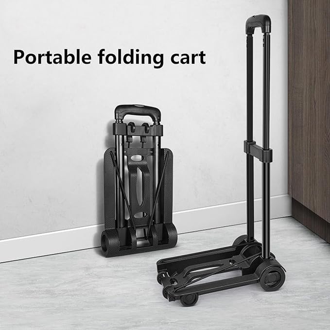 Eujgoov Small Folding Hand Truck 2 Wheels Dolly Portable Luggage Trolley Cart Lightweight for Travel Shopping