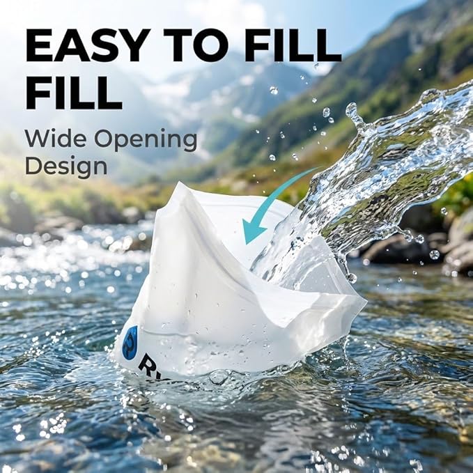 2L Collapsible Water Bag, 28mm Thread TPU Hydration Canteen Compatible with Sawyer Squeeze, BPA Free Leak‑Resistant Water Bladder for Camping and Hiking