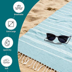 YSYJ 24 Pack Turkish Beach Towel 36"x71" Beach Towels Oversized Bath Towels Sand Free Quick Dry Turkish Towel Bulk Extra Large Pool Blanket Blue