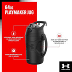Under Armour Insulated Water Bottle with Handle & Fence Hook, Half Gallon Sports Water Jug, Leak-Resistant & BPA-Free for Baseball, Football & Gym - Black Woodland, 64oz