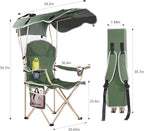 VTOY Portable Camping Chair with Canopy - Folding Chair with Canopy, Durable 600D Oxford Canopy Chair for Camping, Beach, Picnics, Fishing & Sports