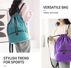 JELUTAR Drawstring Backpack Gym Bag with Shoes Compartment for Soccer, Basketball, Swim, Water-Resistant String Backpack Beach Cinch for Women Men, Purple