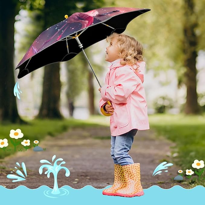 ALAZA Kids Umbrella Stick Umbrellas Cute Umbrella for Boys Girls Toddler UV/Sun Rain Windproof