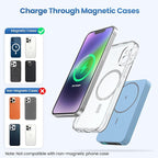 Magnetic Portable Charger Power Bank 5500mAh,Slim Wireless Portable Charger with LCD Display,PD Fast Charging USB-C Battery Pack Compatible with Magsafe,iPhone 16/16 Plus/15/14/13/12 (Light Blue)