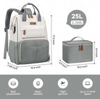 Maelstrom Travel Backpack for Women Men,Laptop Backpack Fits 15.6-17.3 Inch Laptop, Nurse/Work Bag with Insulated Lunch Box (Gray-beige)