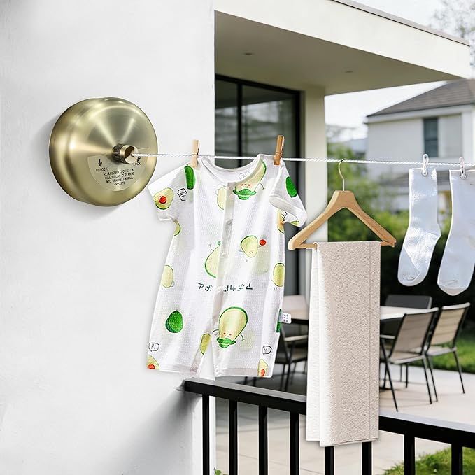 Retractable Clothesline,Stainless Steel Clothing Line Dryer with 9.2FT Nylon String for Shower Room Bathroom Laundry (Bronze)