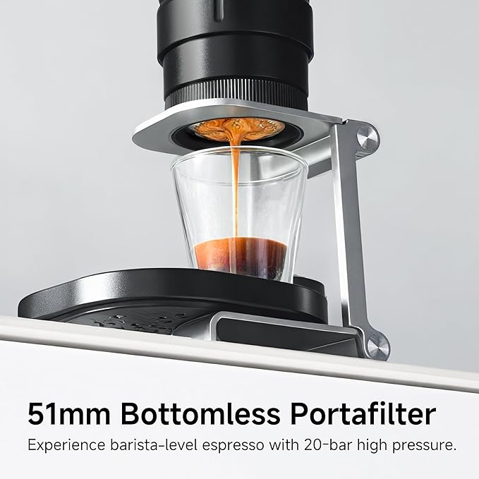 HIBREW H4C Ultra - Portable Electric Espresso Maker, 51mm Bottomless Professional Coffee Maker, USB-C Rechargeable for Ground Coffee,Compact for Camping and Travel,with Foldable Holder & Carrying Case